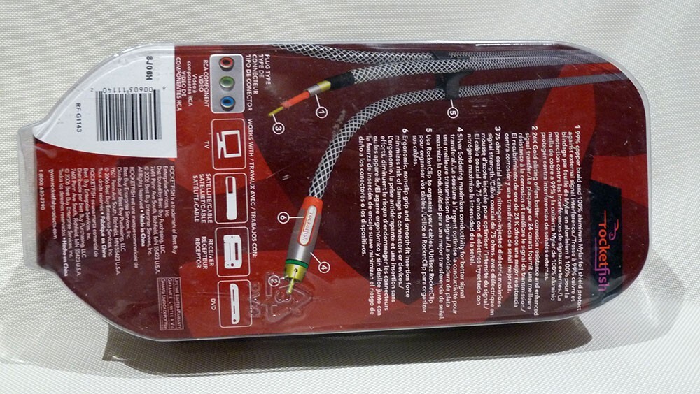 Rocketfish™ 8ft Component Video Cable Dark Gray RF-G1143
