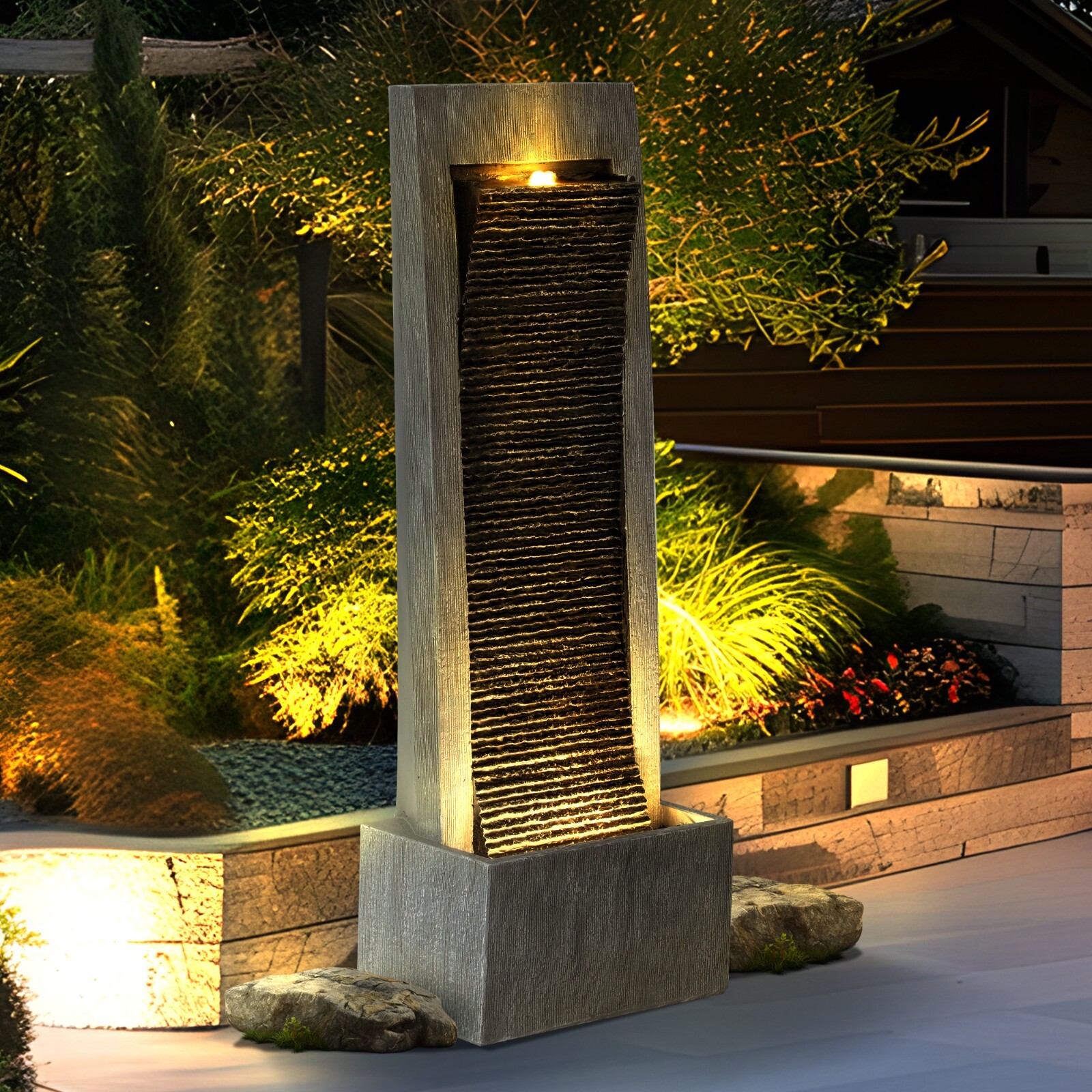 Water Fountain Outdoor Garden - Indoor Modern Water Fountain with LED Lights
