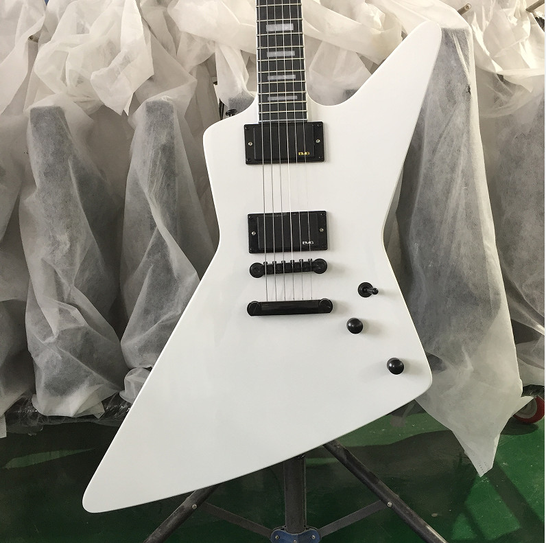 Custom Explore Electric Guitar White H-H Pickups Bone Nut Black Hardware