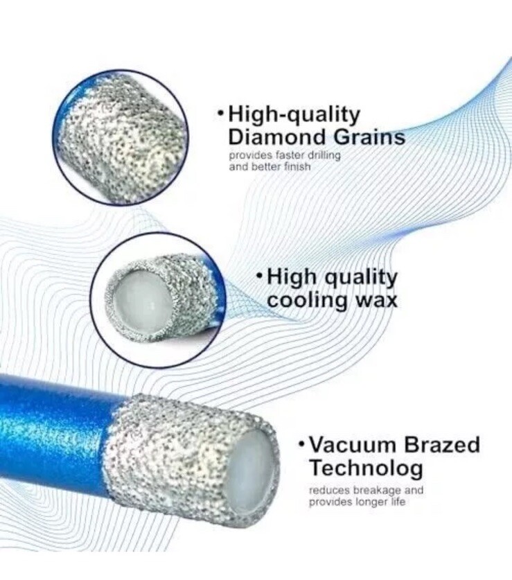 SALI Diamond Core Drill Bits 2pcs (8mm) 5/16" ~ Ceramic, Glass, Bit