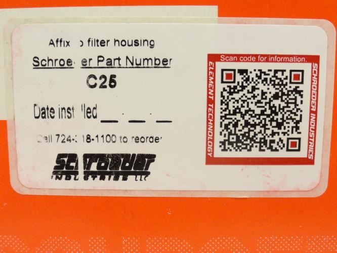 181821 New-No Box; Schroeder C25 Hydraulic Filter Element