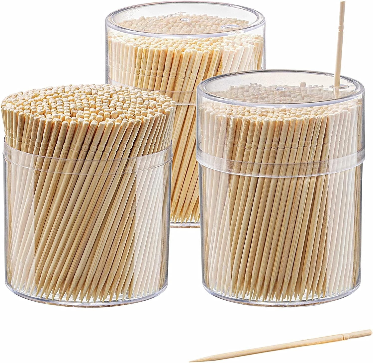 1000/1500 Pcs Bamboo Wooden Toothpicks Wood Round Single-Point Teeth Tooth Picks