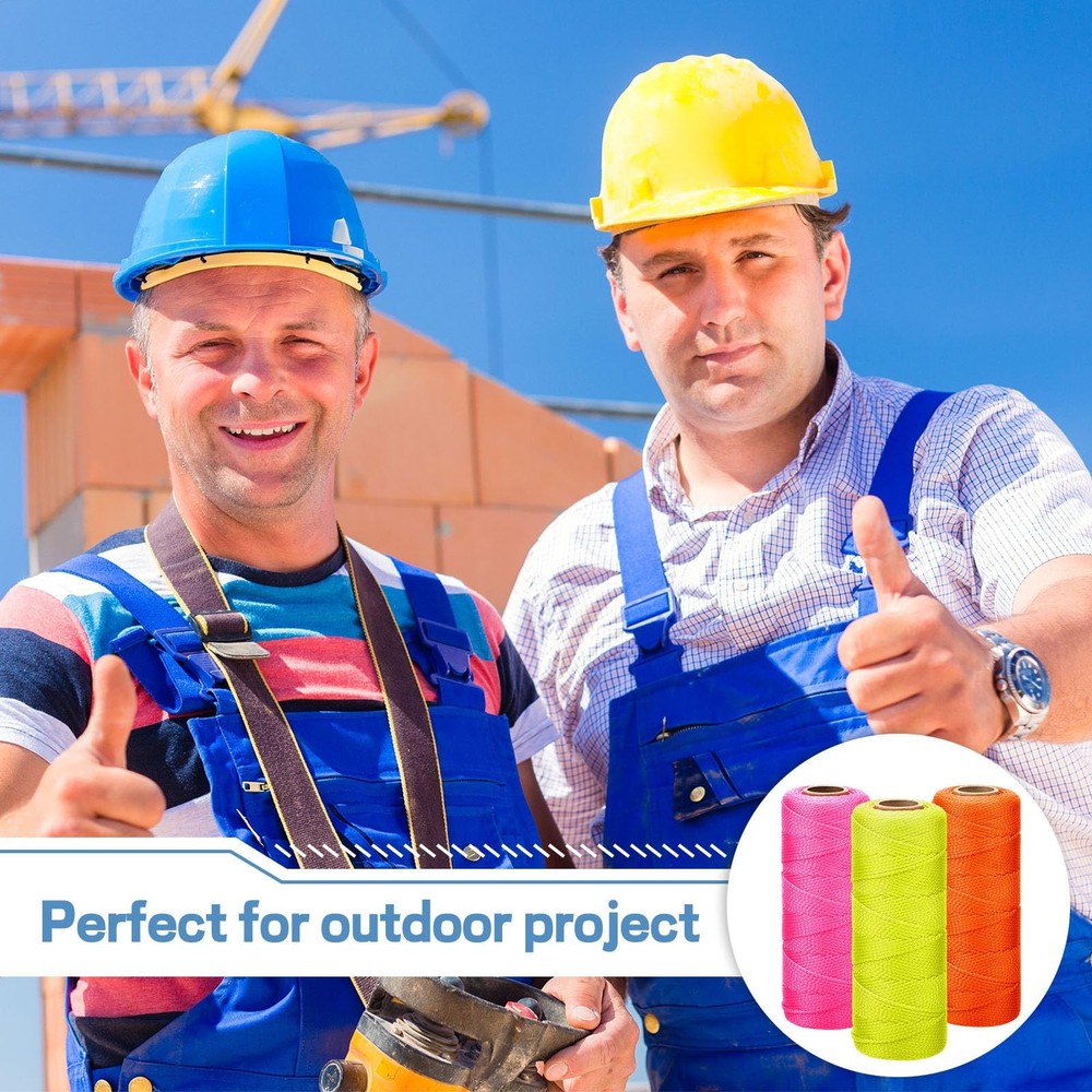 4 Roll Mason String Line #18, 500 ft Nylon Braided Construction String Line, ...