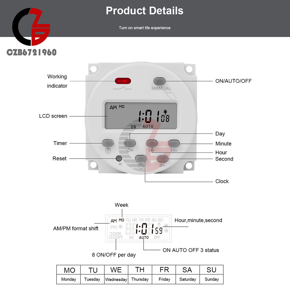 DC 12V 24V AC 110V CN101S Timer Switch Controller Automatic Cycle Timing Switch