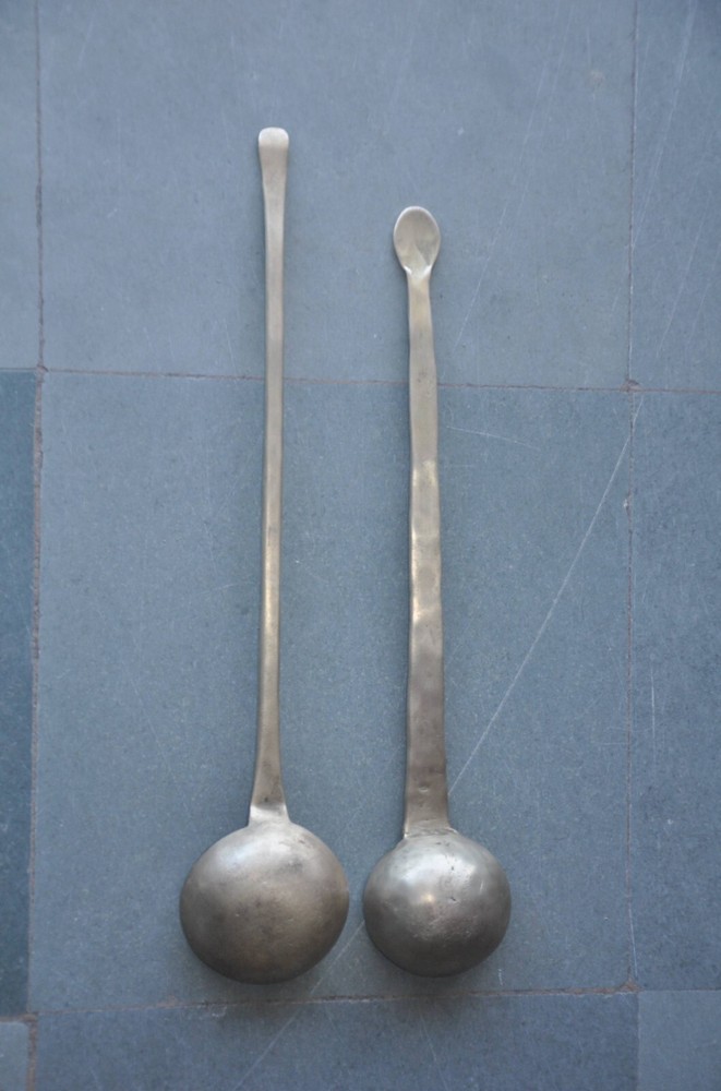 2 Pc Vintage Brass Handcrafted Solid Heavy Spoon /Kitchenware