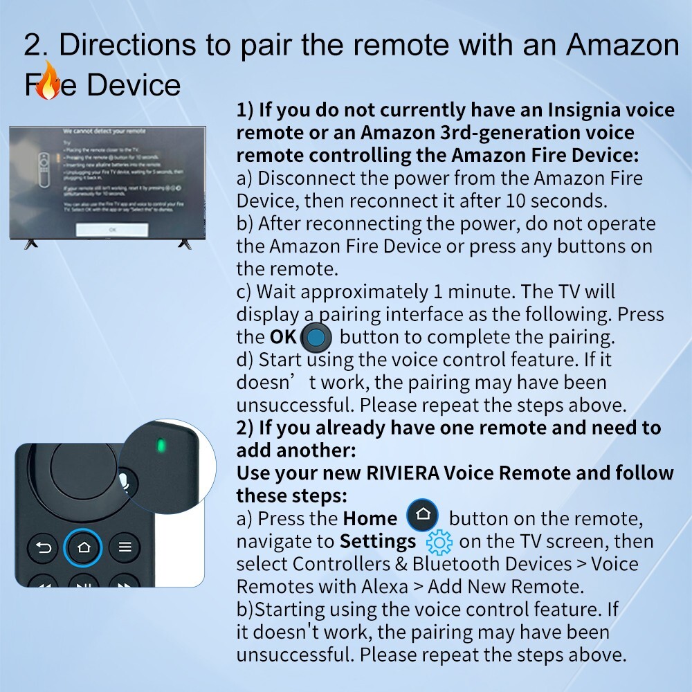 2Pcs Amazon Fire TV Replacement Remote Control For Stick 4K Max Streaming Device