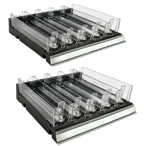 Azar Displays Adjustable Tall Divider Bin with Pushers, Black, 2-Pack