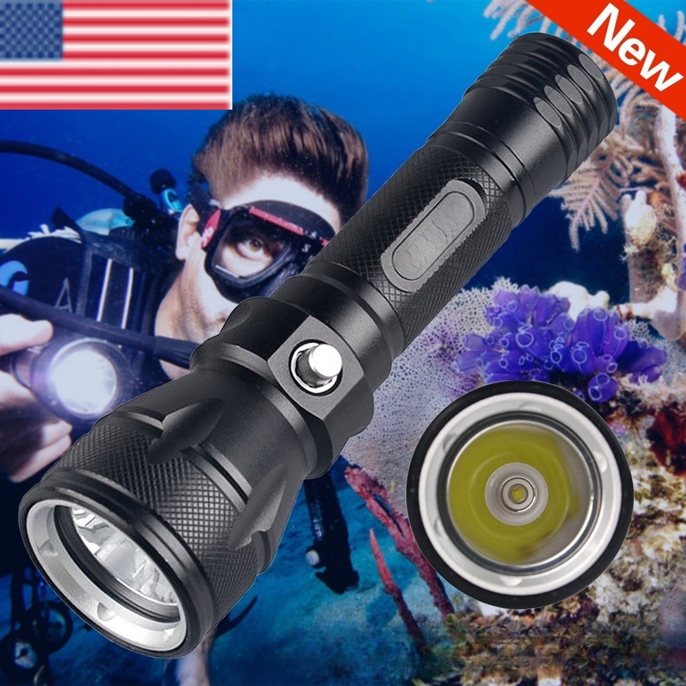 200000LM Diving Light Underwater LED Flashlight Diving Camping Lantern US