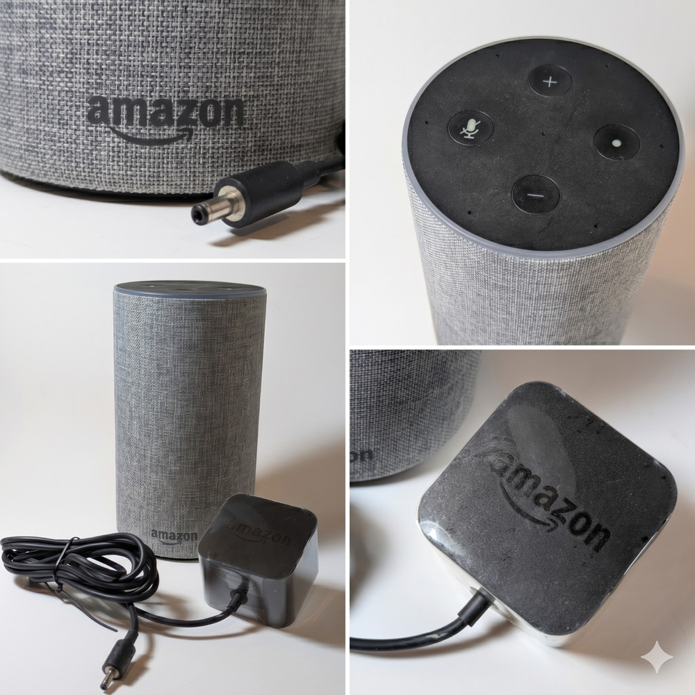 Amazon Alexa Echo Plus Smart Speaker - Heather Gray (2nd Gen)  (L9D29R) - Tested