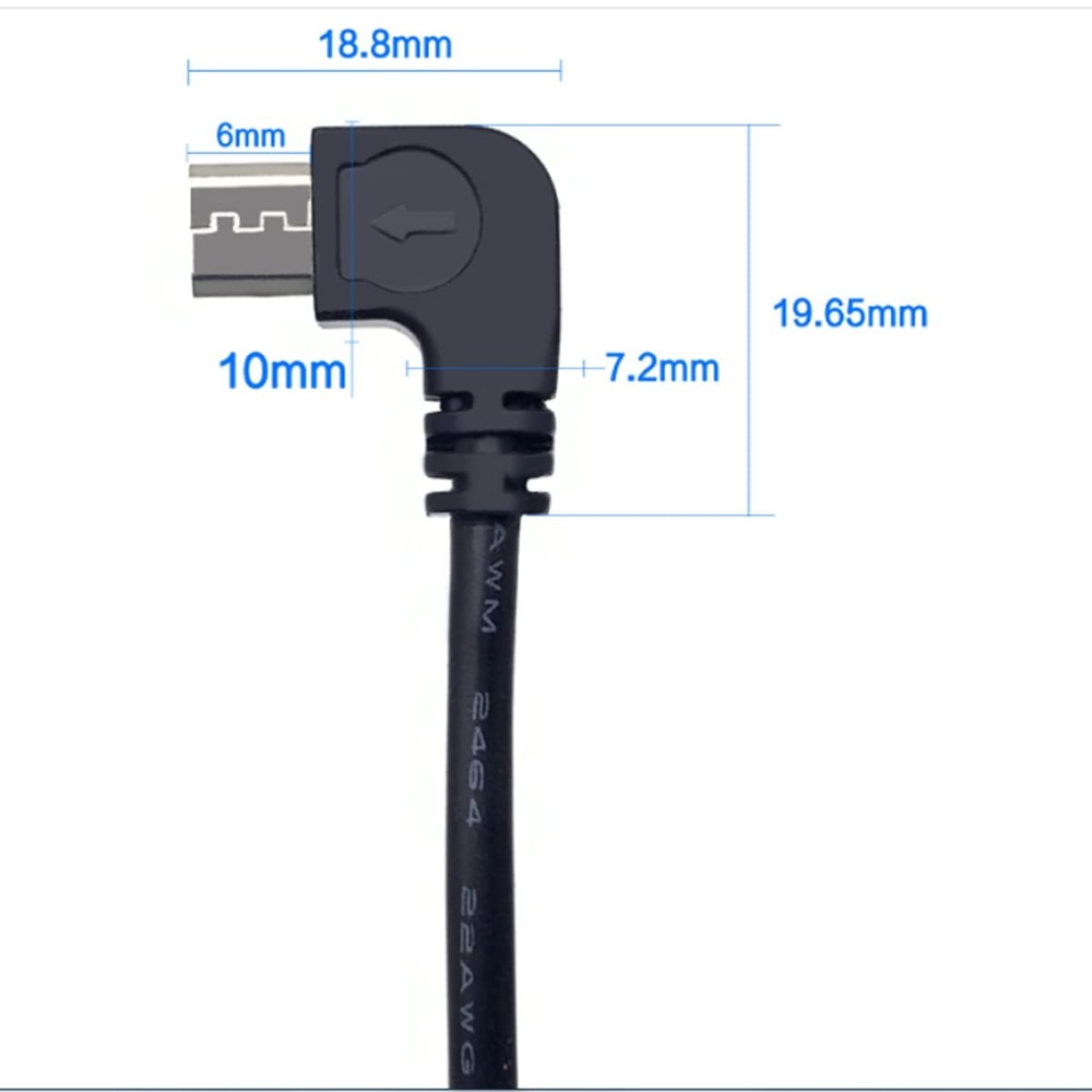 ELNONE 5PCS Angle 90D Micro 2 Wire Pigtail Cable - USB Male to Black