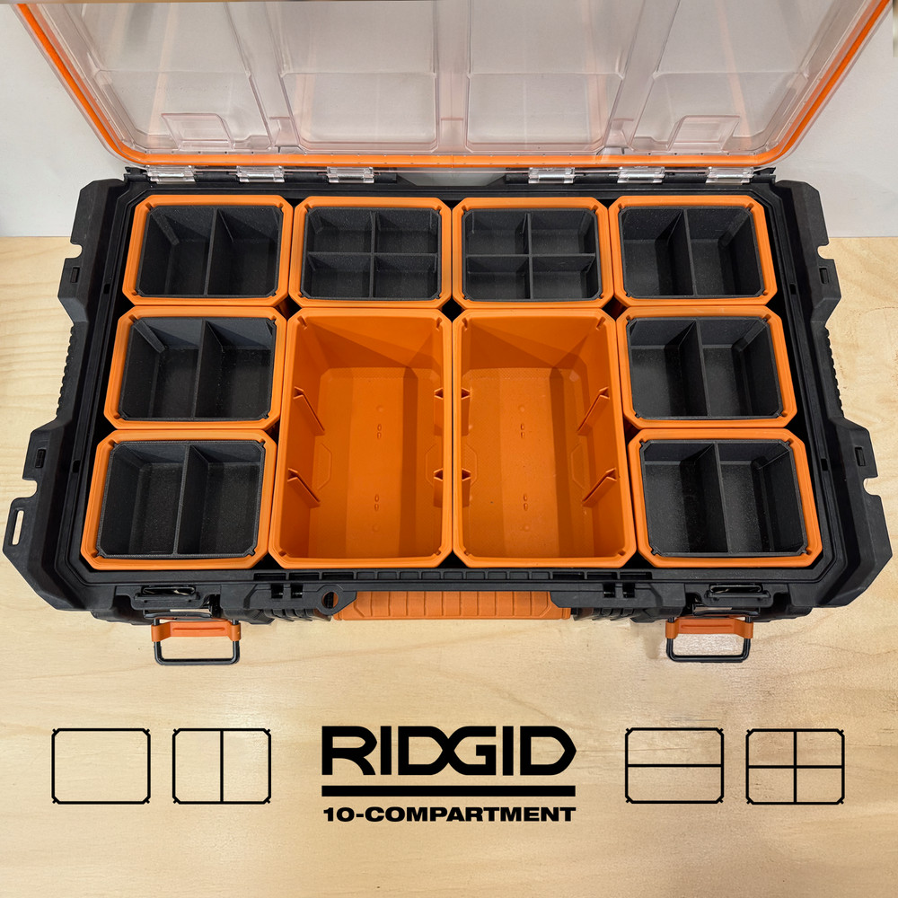 RIDGID Stackd™️ - Insert Bins for Pro Gear System 2.0 10-Compartment Organizer