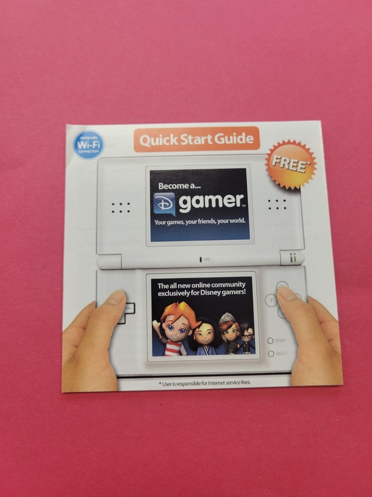 Disney Gamer Quickstart Guide Nintendo DS INSERT ONLY Authentic