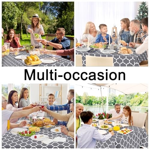 Rectangle Table Cloth, Waterproof Vinyl 84" x 60" (Rectangular) Grey