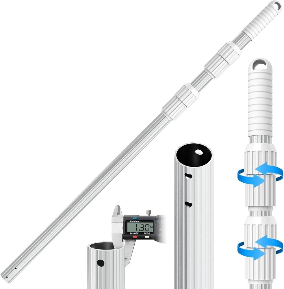 Versatile 16.5ft Telescopic Pool Pole - Fits All Accessories, Rust Resistant