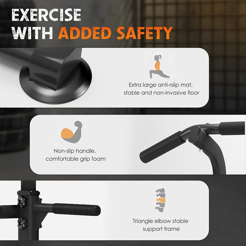 Power Tower Pull Up Bar and Dip Station, Height Adjustable Dip Stand Exercise