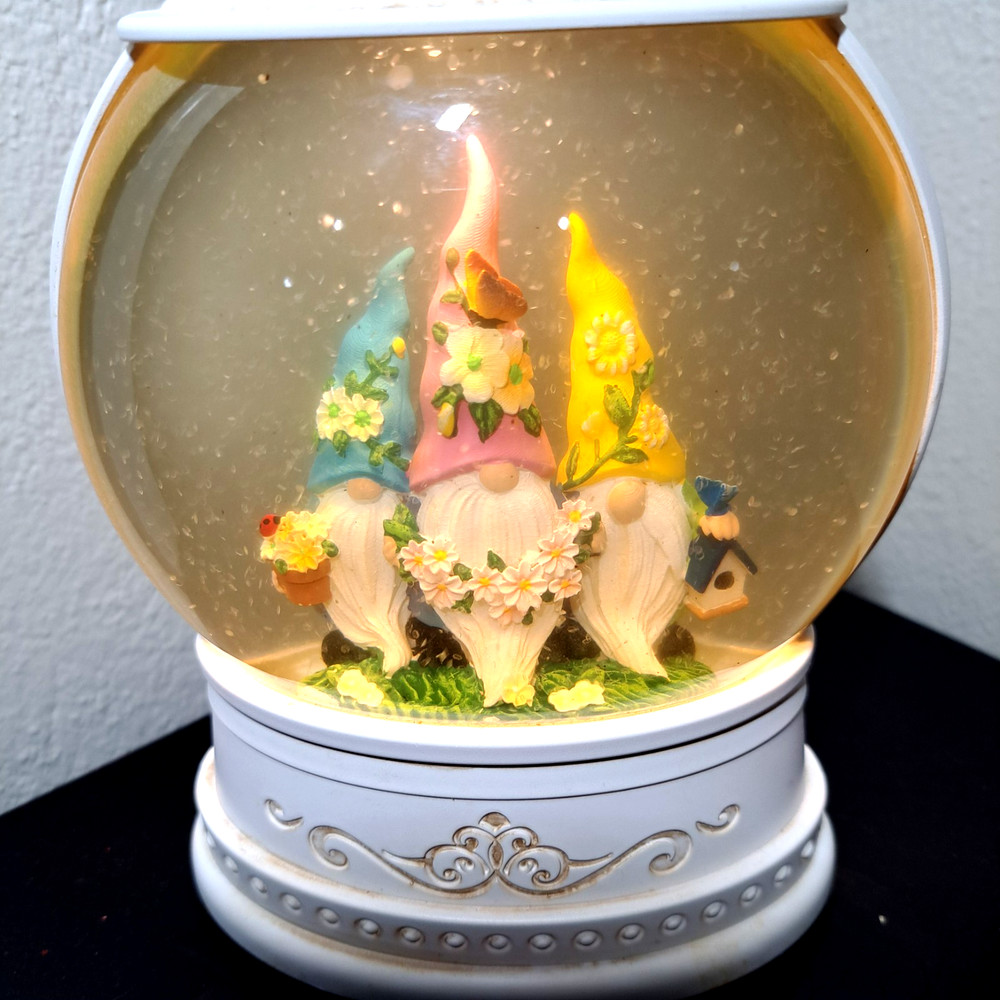 Spring Home Decor Spring Snow Globe 6h Timer Wth Swrling Glitter