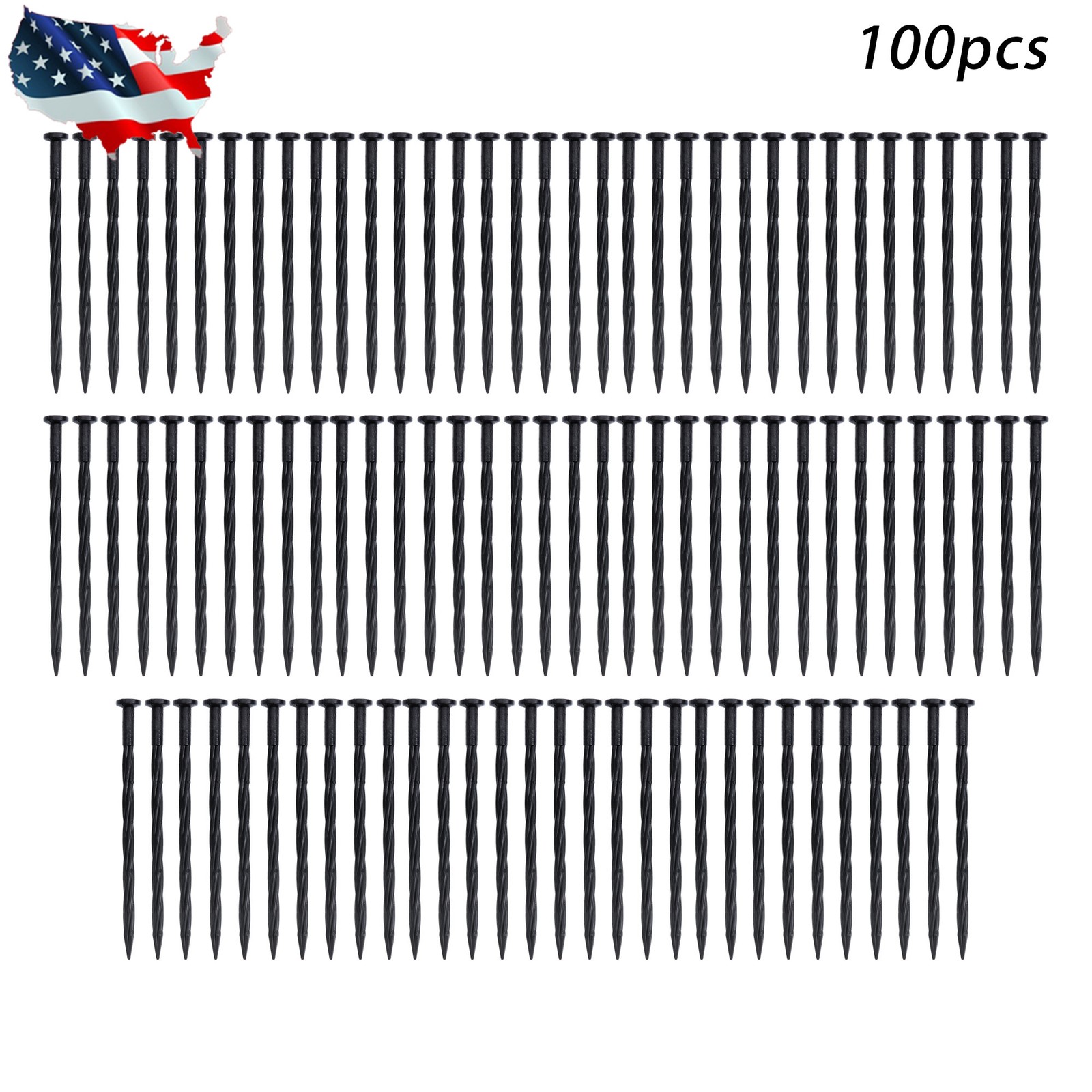 100Pcs Spiral Landscape Anchoring Spikes 8 Inch Landscaping Fabric,Edging Stakes