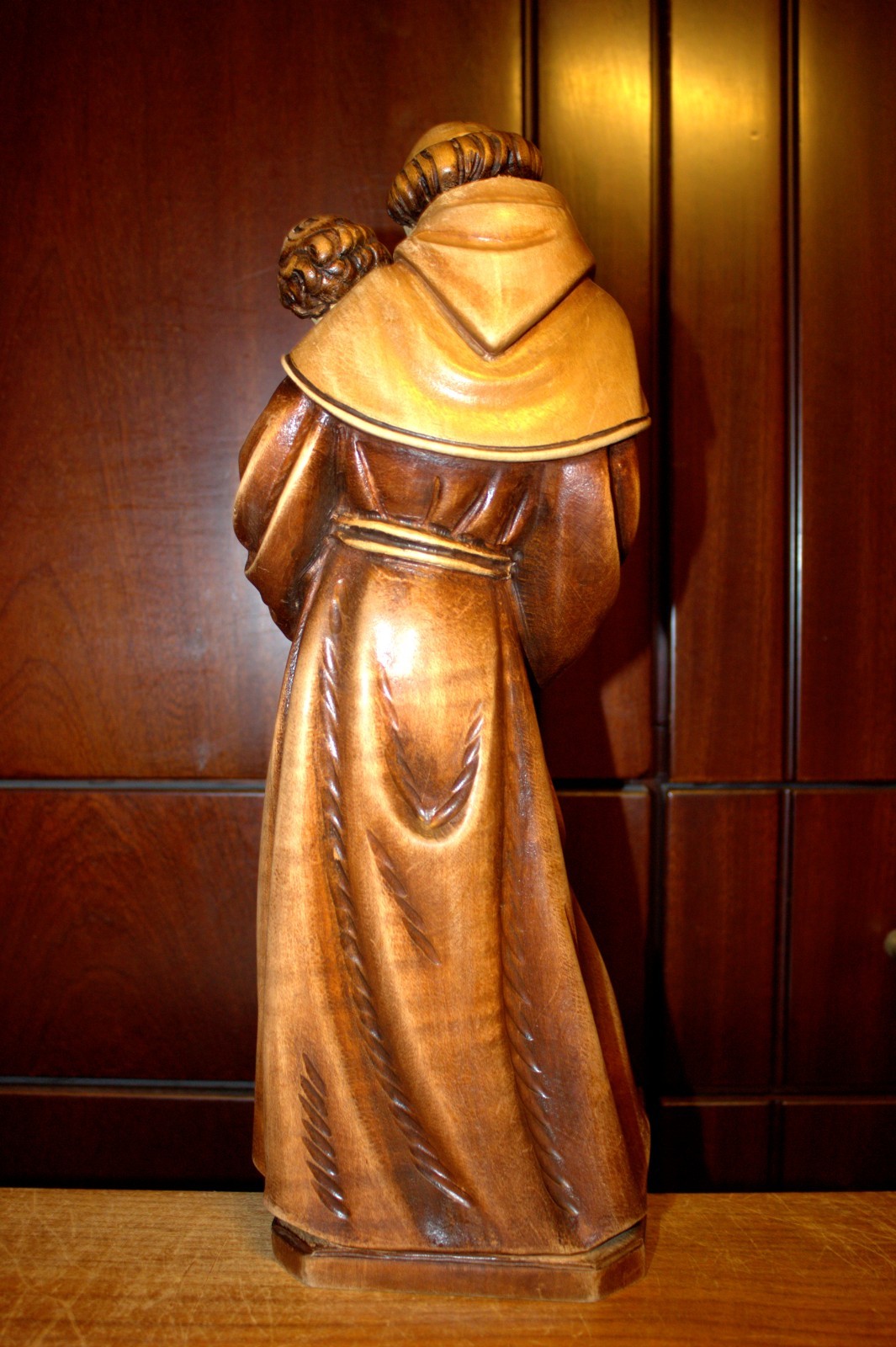 14" HAND CARVED WOOD CATHOLIC PATRON SAINT ANTHONY JESUS STATUE FIGURE SCULPTURE