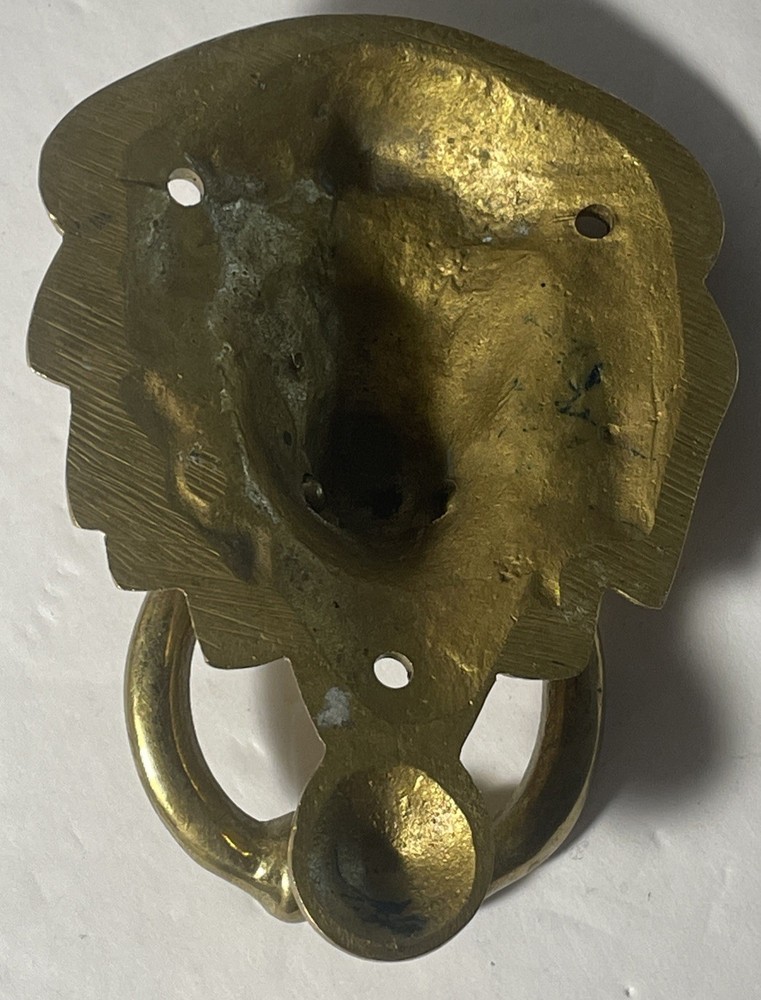 Vintage Lion Head Door Knocker Solid Brass 4 X 3”