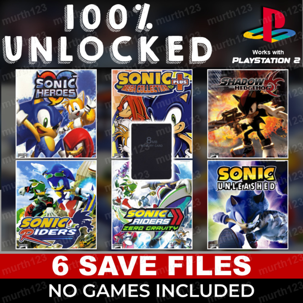 Sonic Heroes Mega Collection PLUS Shadow Riders Unleashed PS2 Memory Card Save