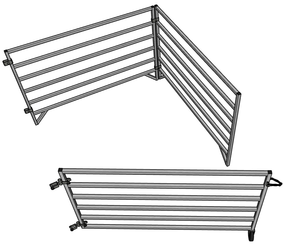 ALUMINUM 5 FT X 5 FT 6 RAIL 40" TALL SHEEP & GOAT ADD-ON STALL KIT PANEL PEN