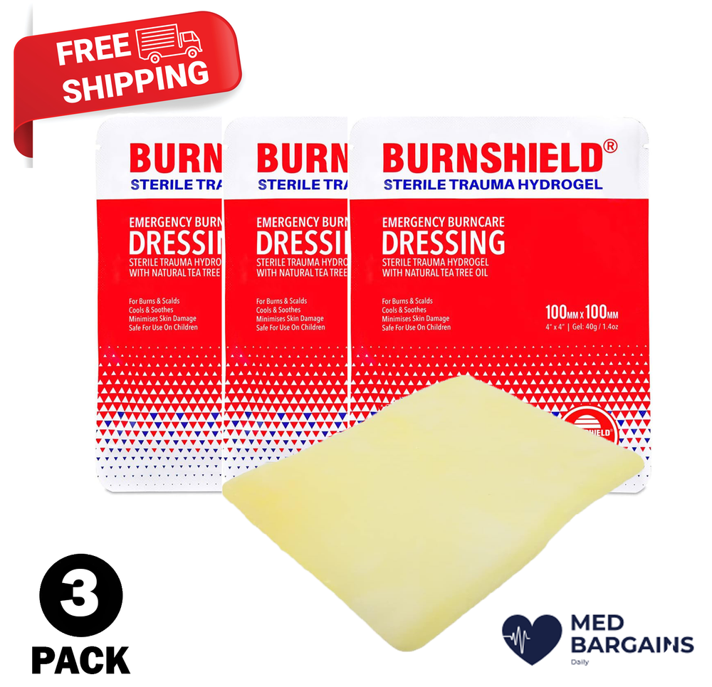 Burnshield Burn Dressing 4'' x 4'' Sterile Hydrogen - 3 Pack