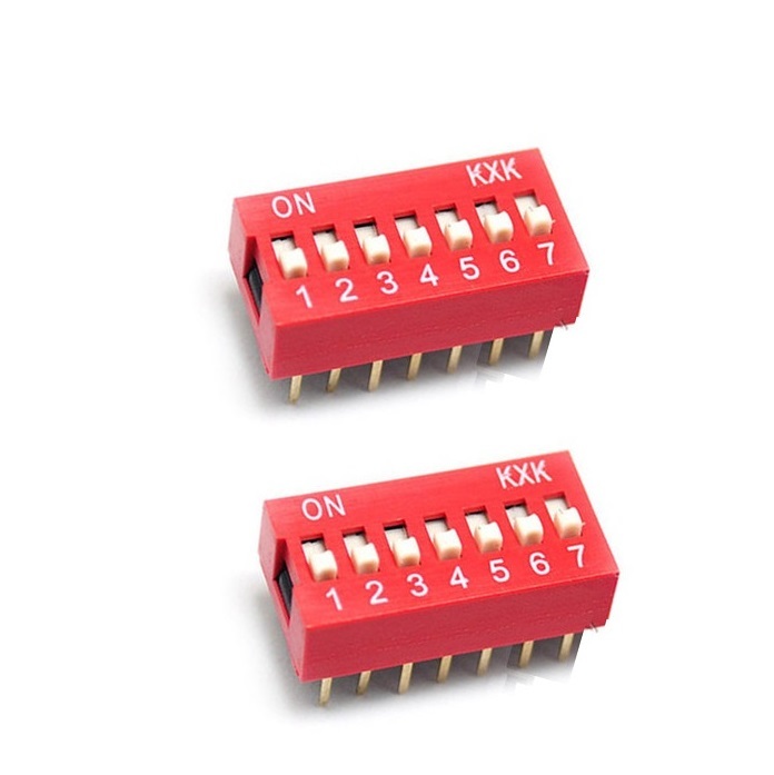10Pcs NEW Slide Type Switch Module 2.54mm 7-Bit 7 Position Way DIP Red Pitch T9