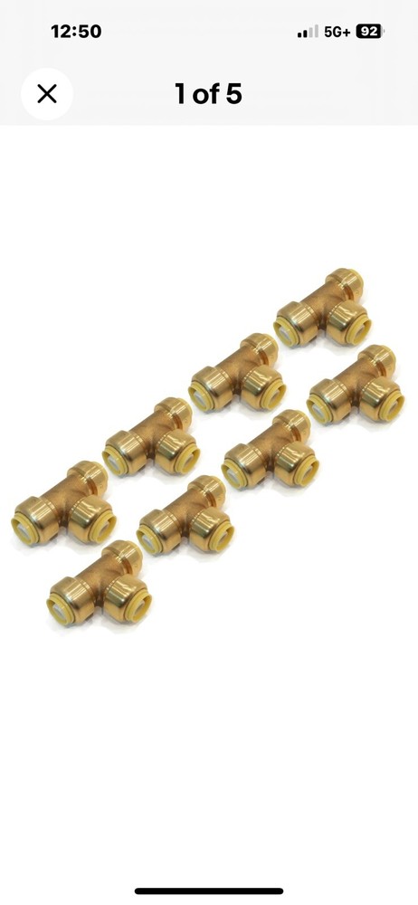 sharkbite fittings 1/2 tee 8 Pack