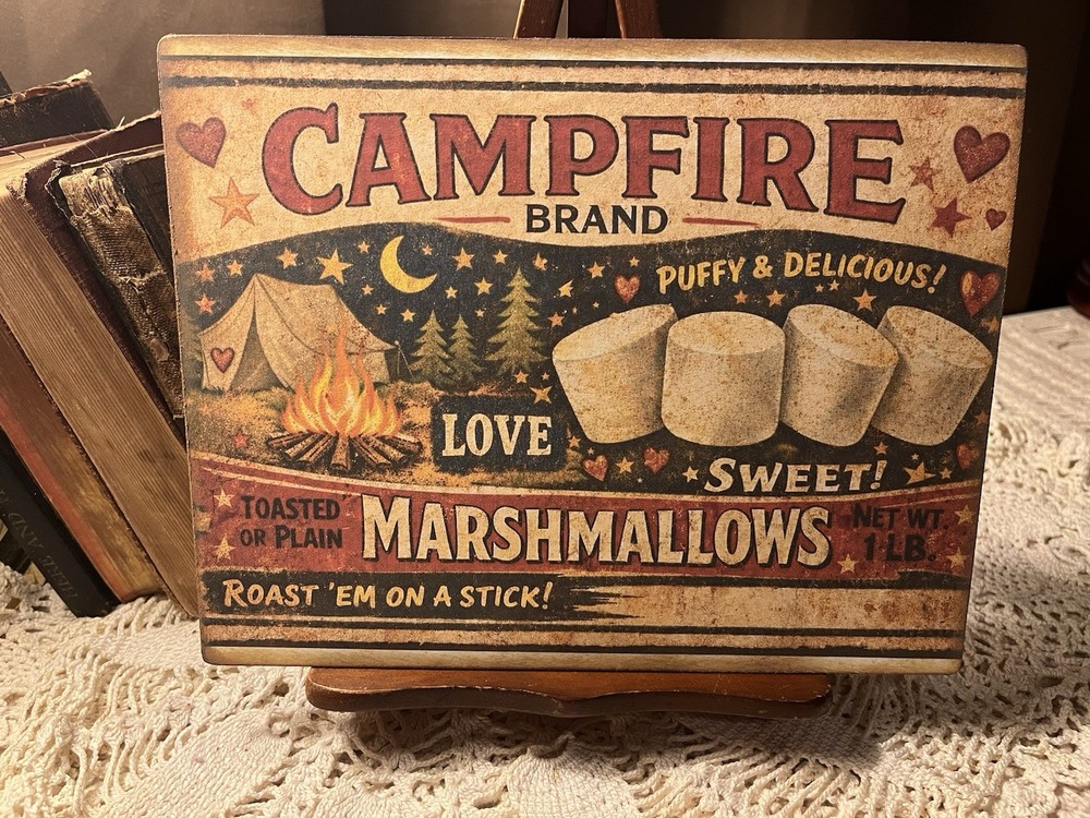 Campfire Marshmallows, Country Rustic Handcrafted  Plaque / Sign