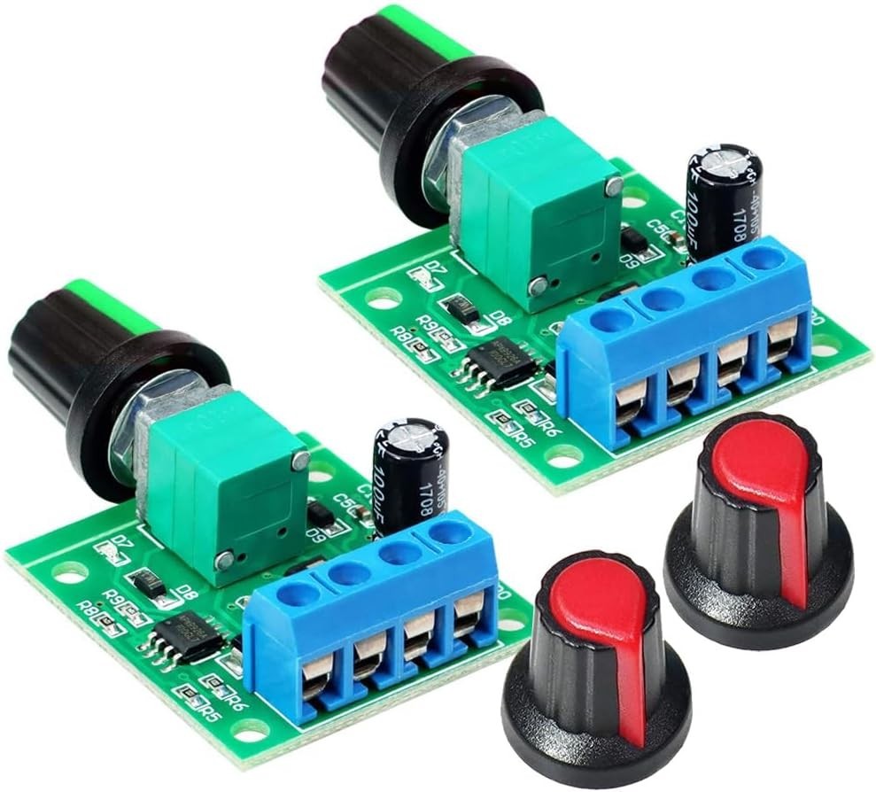 2-Pack NE555 DC Motor Speed Controller – 1.8V-12V, 30W, Adjustable Control Knob
