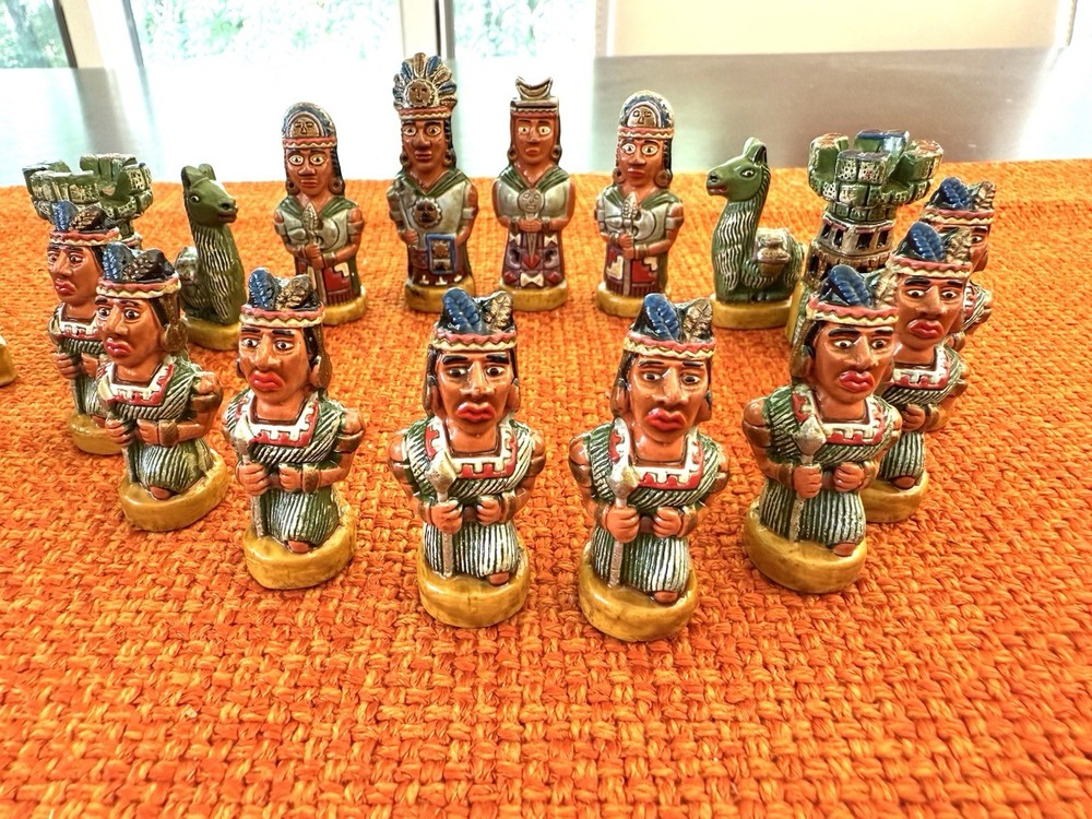 Chest Set Inca Warriors & Spaniards Hand-painted Ceramic
