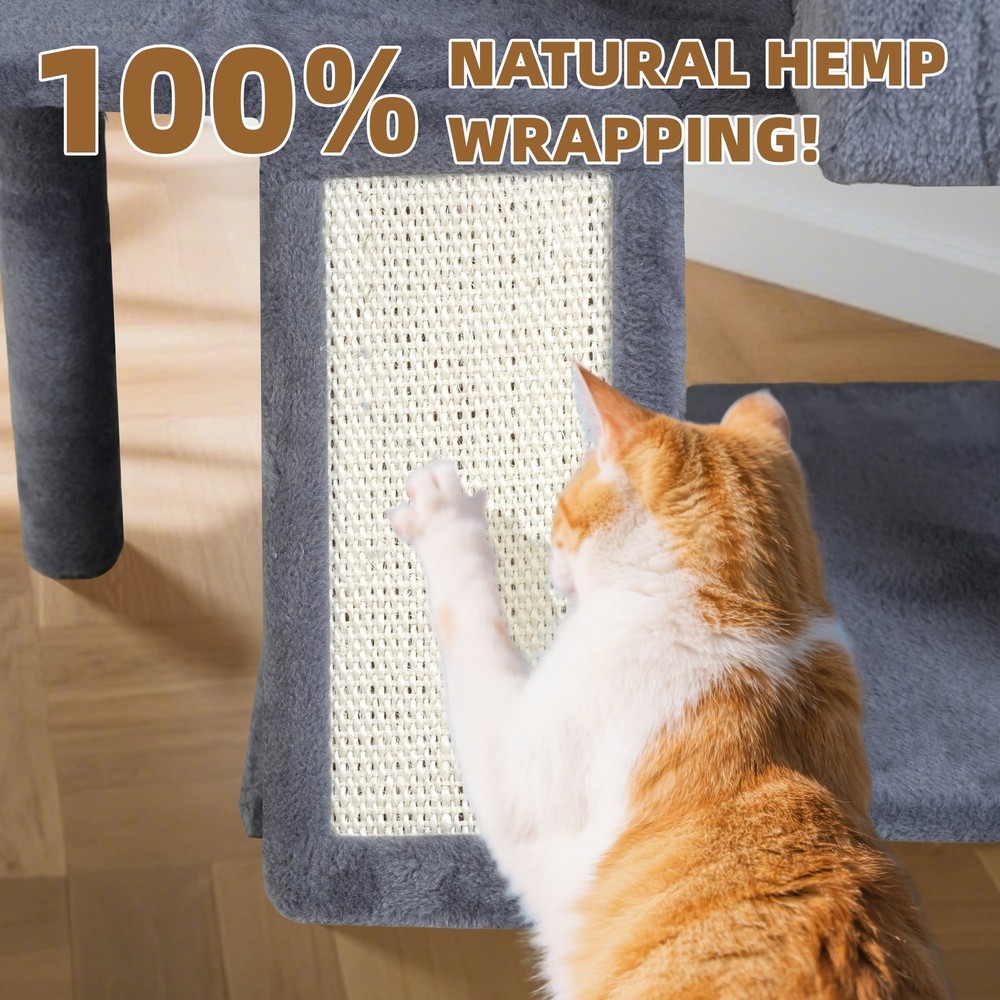 37" Cat Tree Tower 3-Tier Compact Condo with Scratching Post Hammock Grey