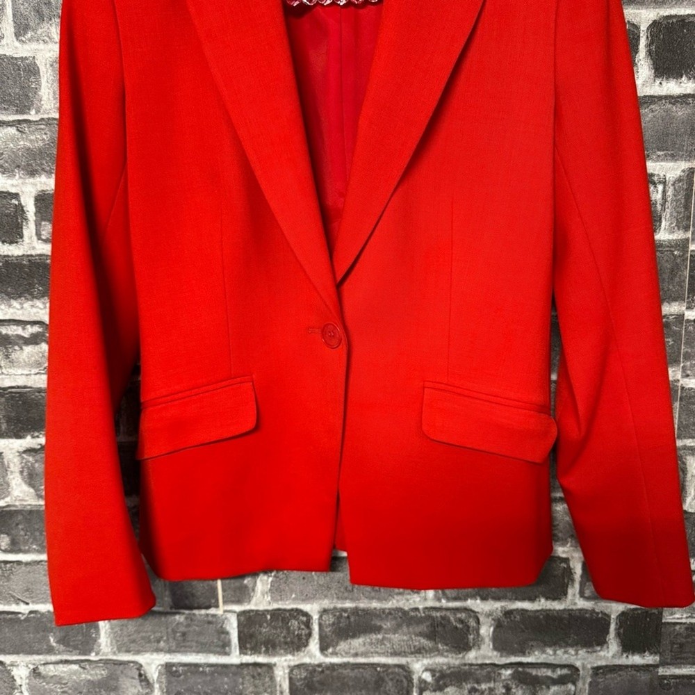 Theory wool blazer red one button closure pockets jacket SIZE 0