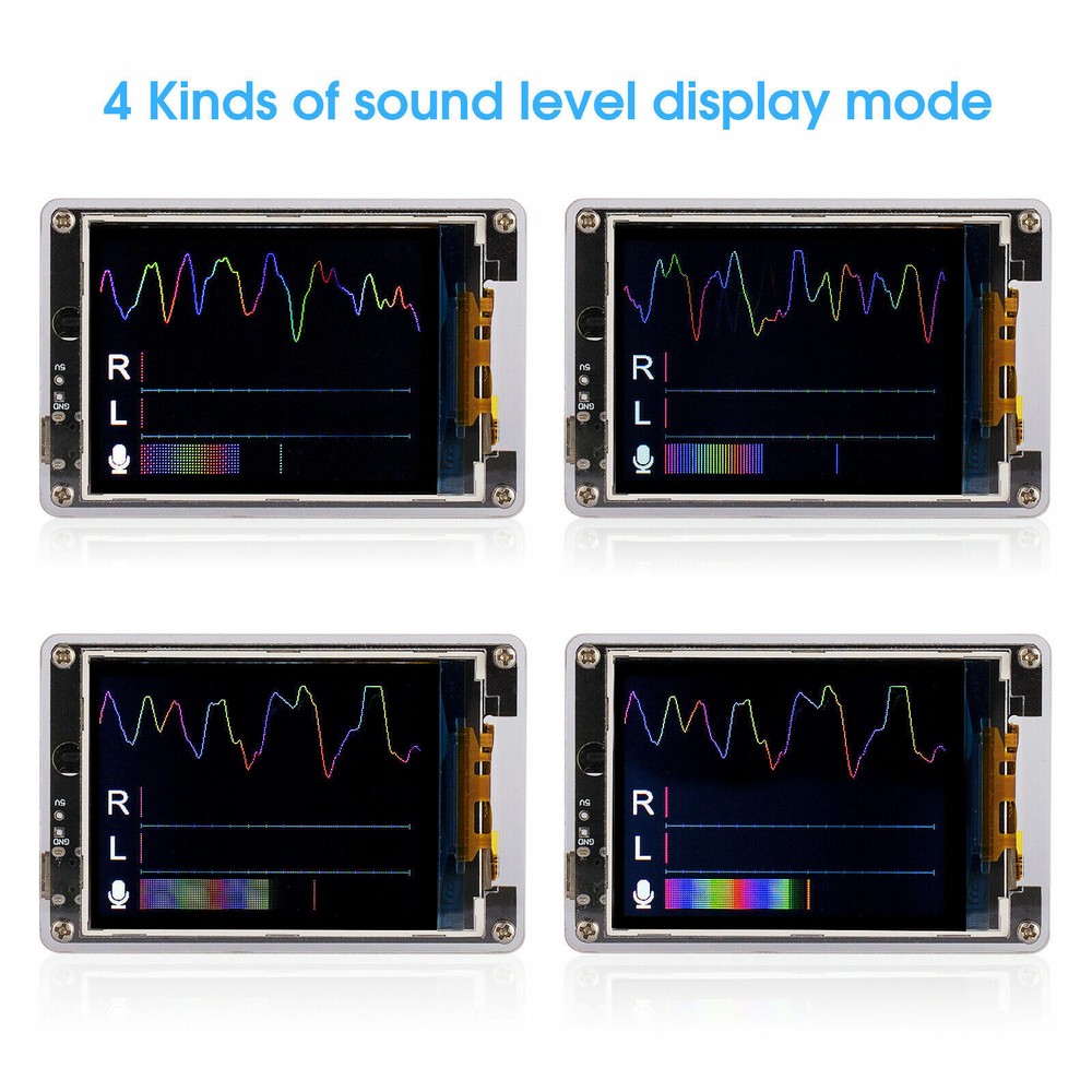 MIC+LINE Sound Level Meter Clock Stereo Audio Display Music Spectrum Visualizer