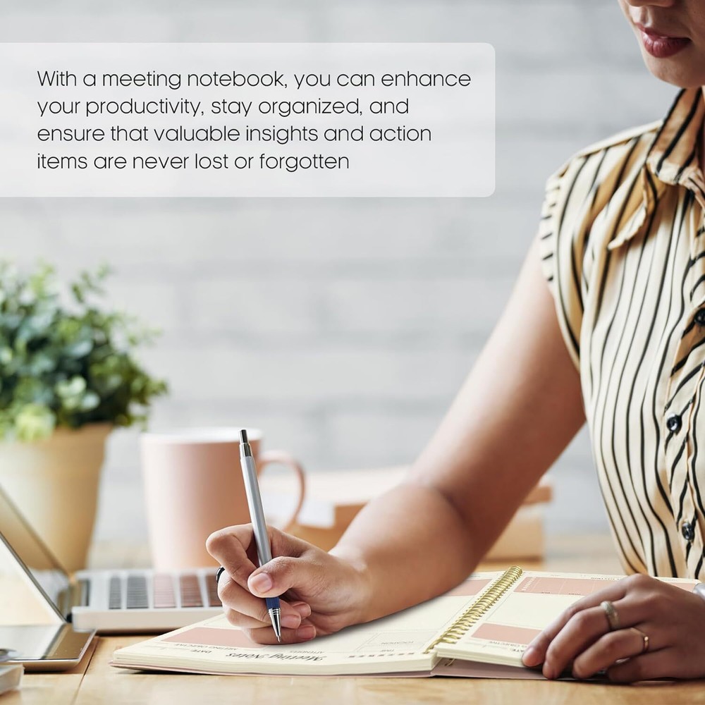 Meeting Notebook For Work Organization - Planner With c. Pink