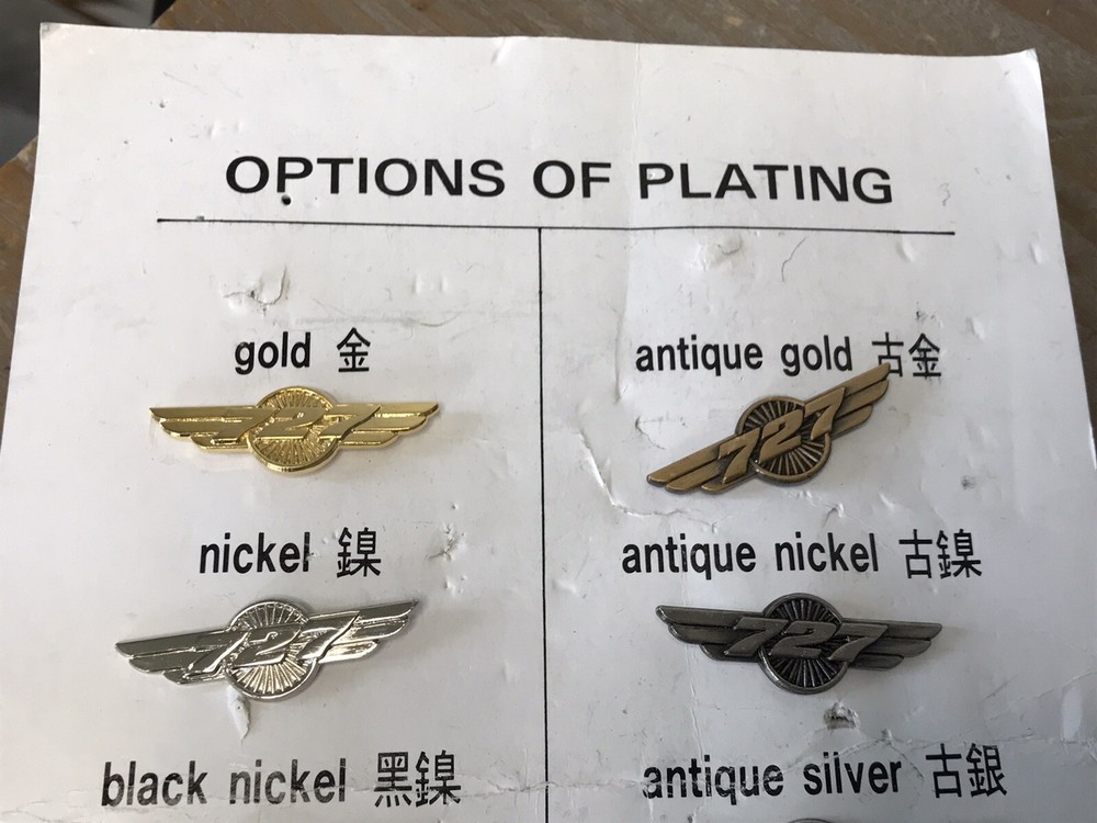 Boeing 727 Salesman Plating sample set pins