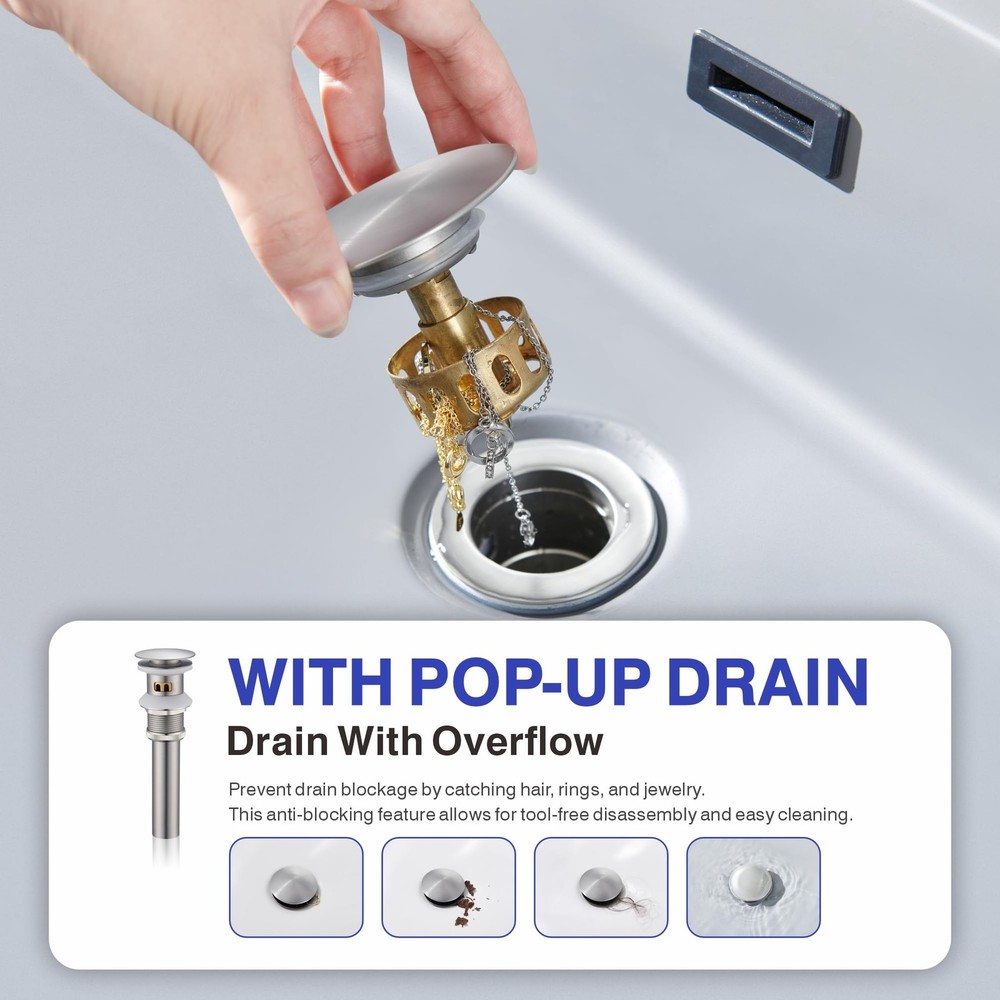 Bathroom Sink Faucet with Pull Down Sprayer, Brushed Nickel Single Handle Pul...