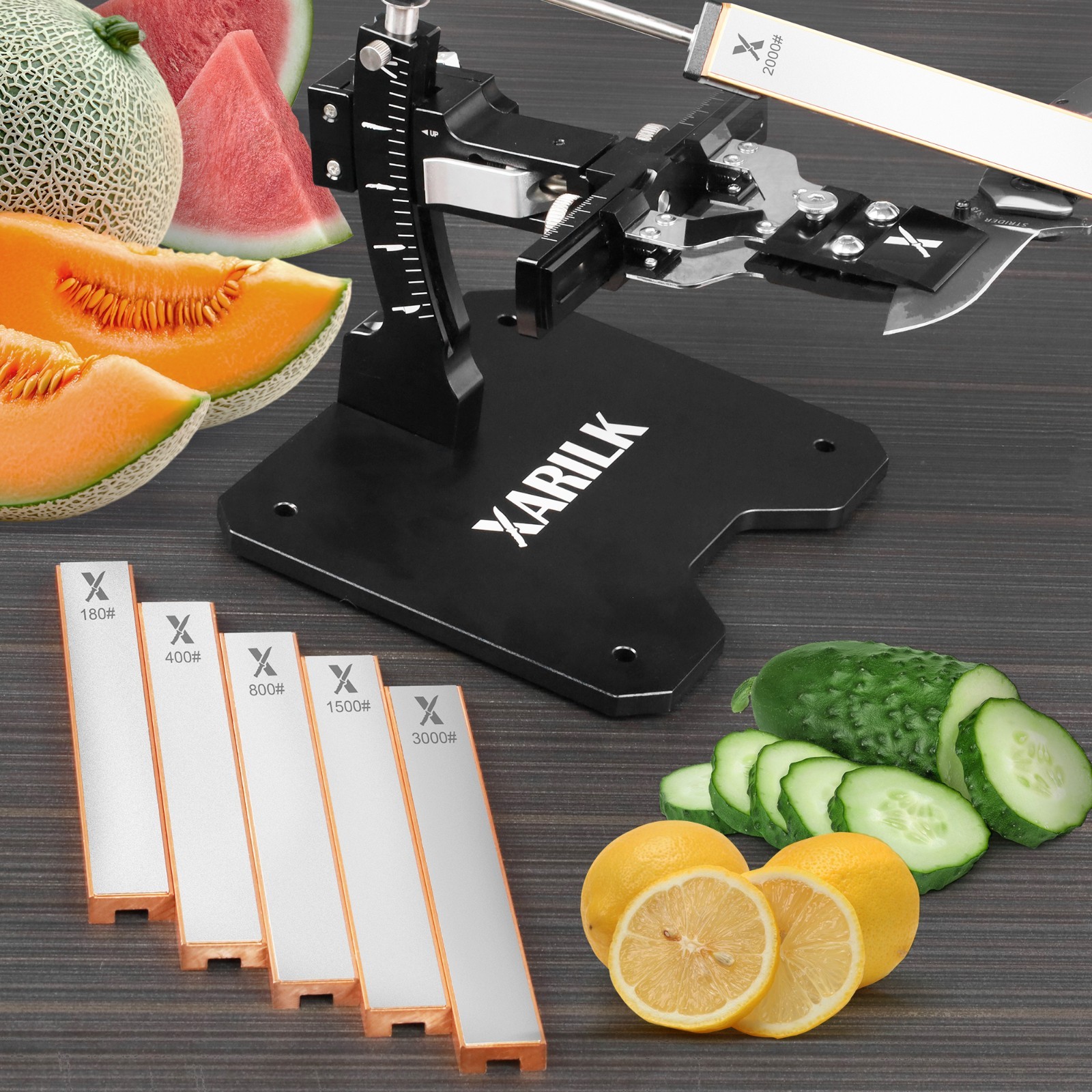 6 PCS Diamond Knife Sharpening Stones Set with Aluminum Base 6.2×0.9"