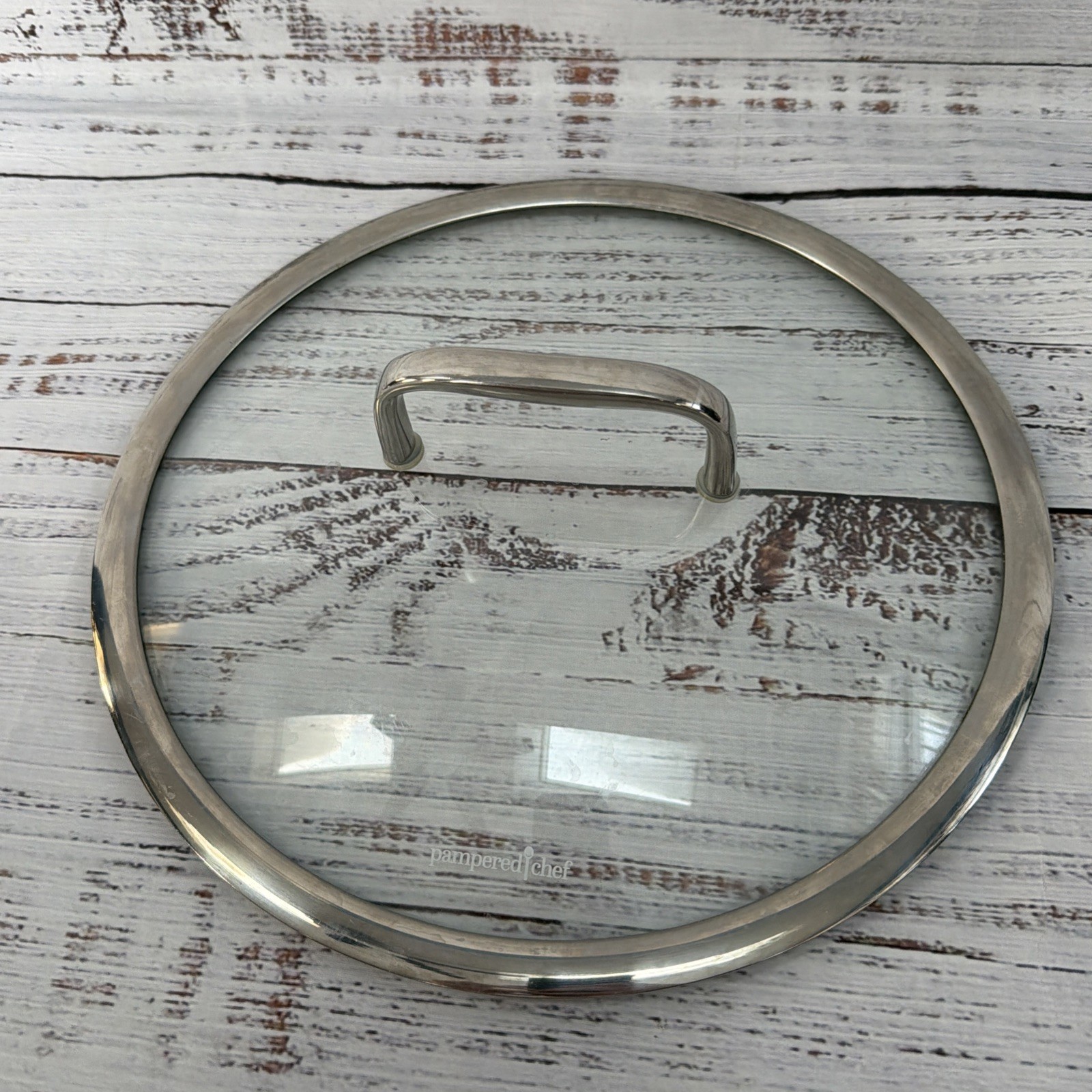 Pampered Chef 12" Stainless Steel Pan HEX Clad SKILLET w/ GLASS LID!