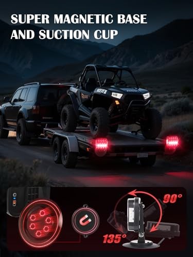 Wireless Trailer Lights, Dual Function Wireless Tow Lights with Magnetic+Cup