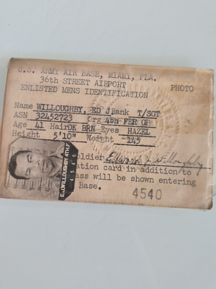  U.S. Army Air Base Class "A" Pass for Technical Sergeant Edward J. Willoughby