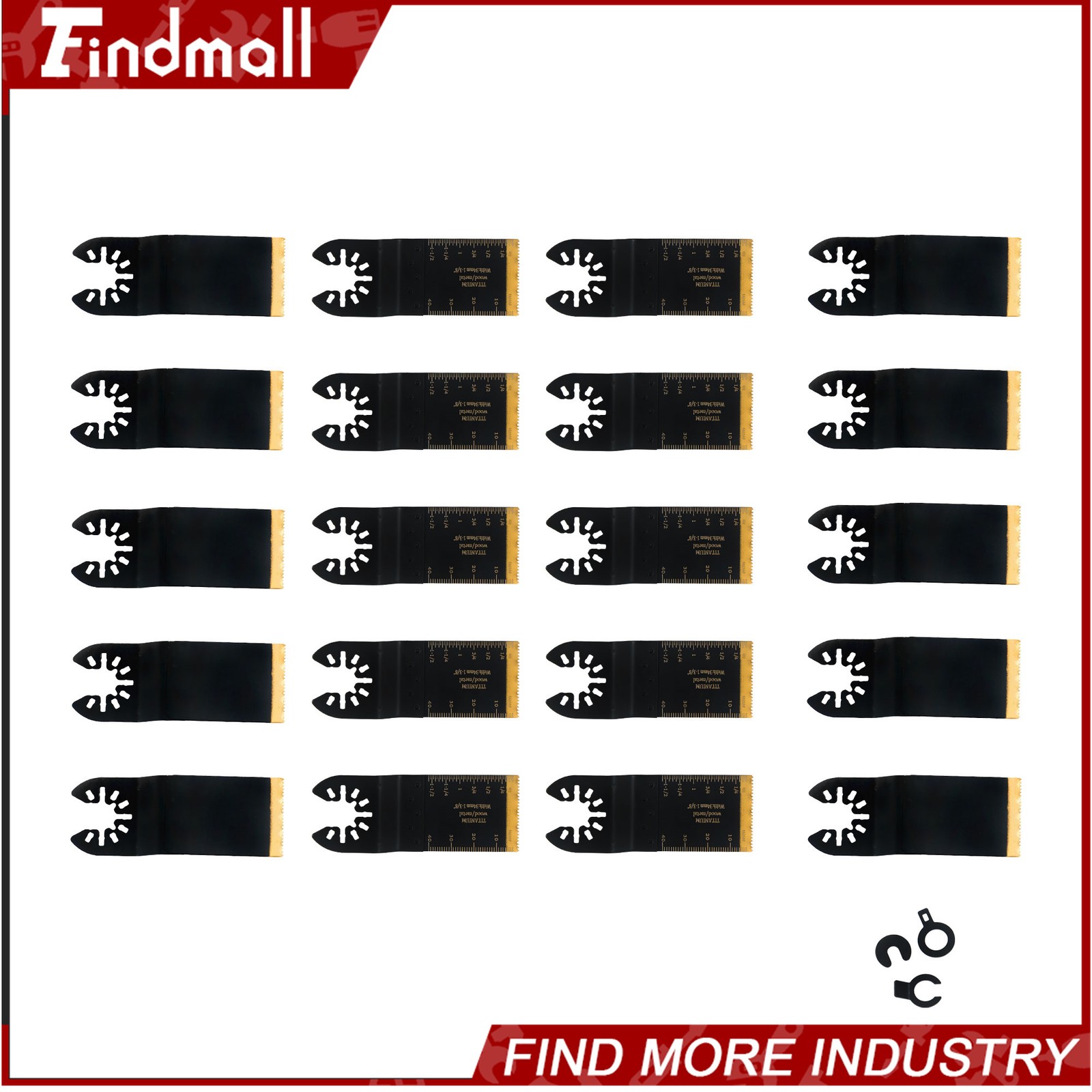 Findmall 20 PCS Titanium Oscillating Multi Tool Blades Kit for Metal & Wood