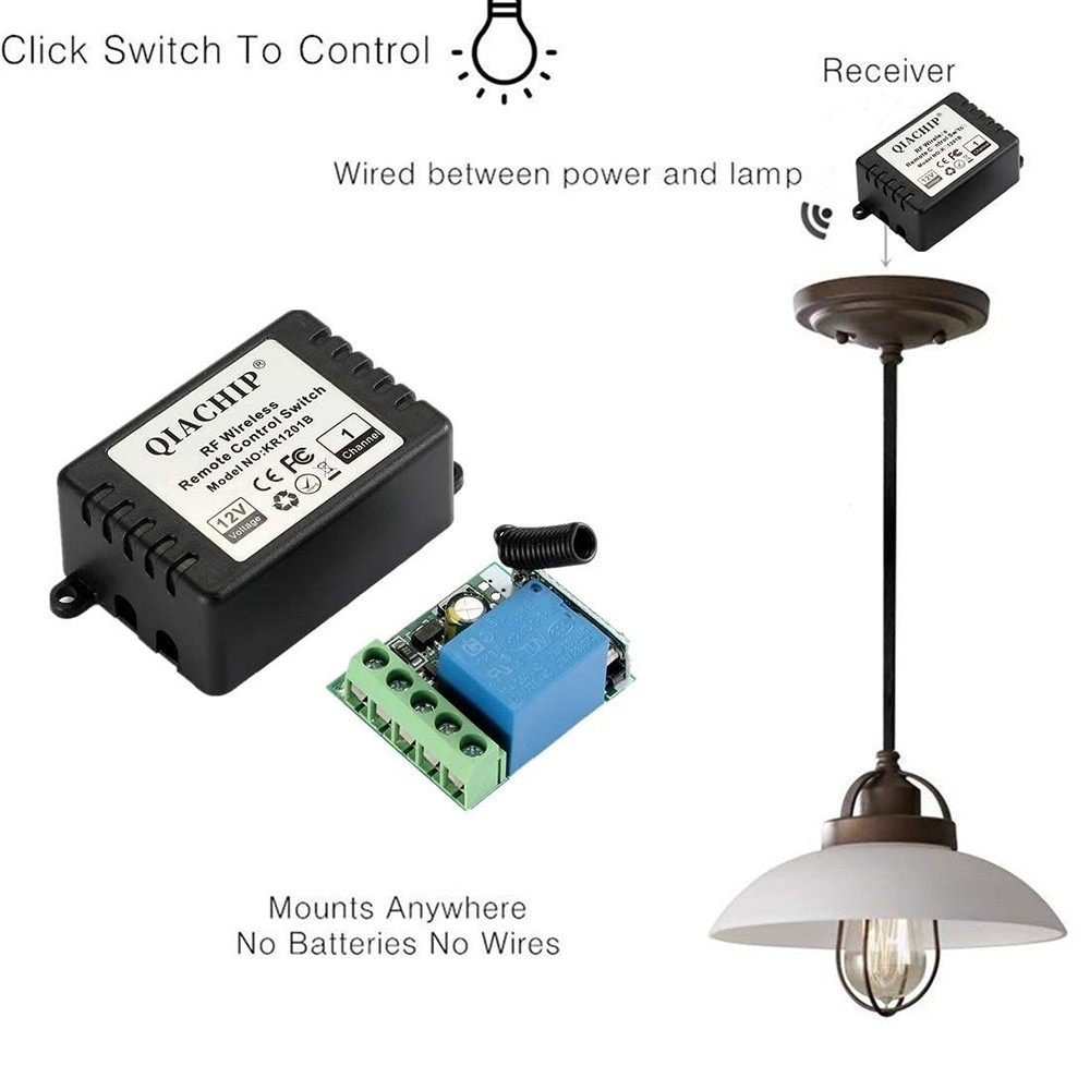 433MHz RF Wireless Light Switch Relay 12V Transmitter Receiver