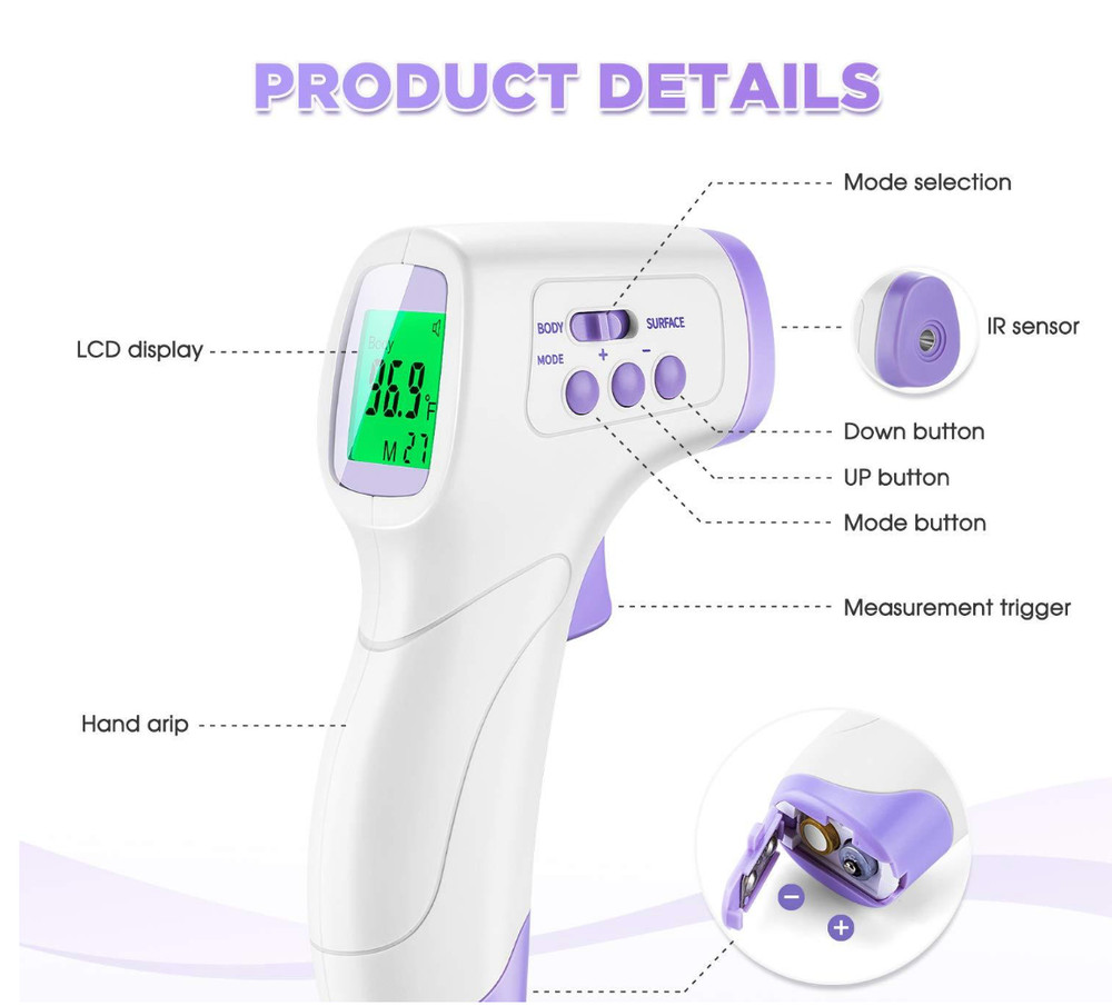 Mini No Touch Infrared Forehead Thermometer Accurate Digital Touchless Thermomet