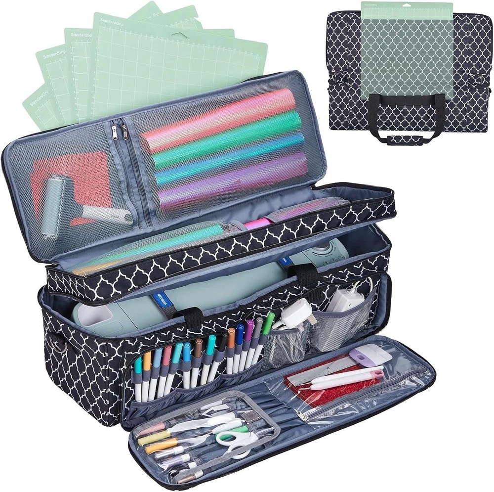 Double Layer Carrying Case with Mat Pocket for Cricut Maker 4, Explore 4, Mul...