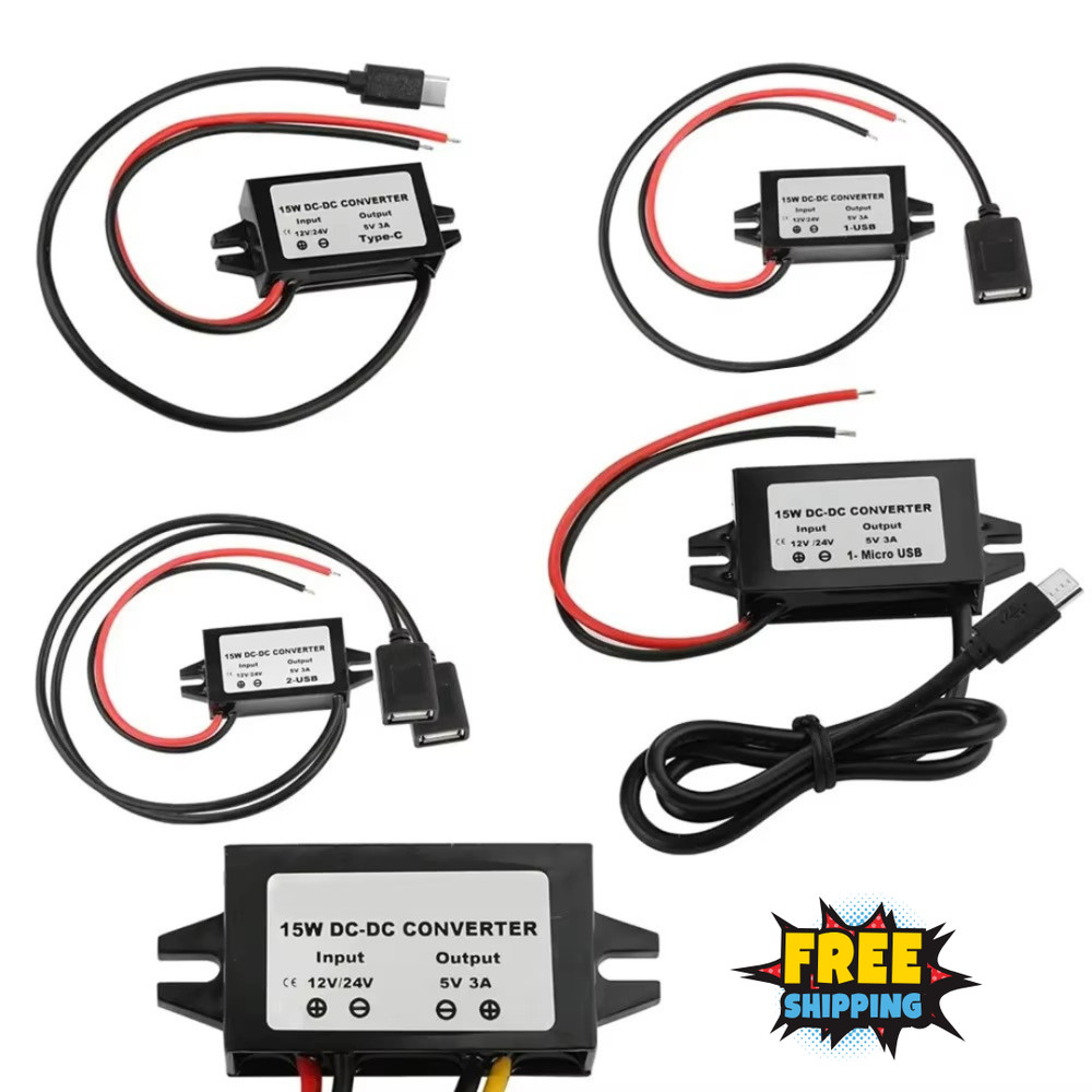 DC-DC 12V To 5V Converter Step Down Module USB Output Power Adapter