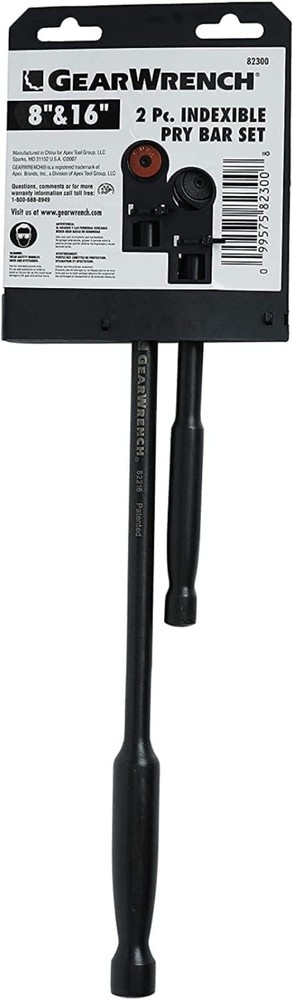 2 Piece 8" & 16" Pry Bar Set | Exceptional Leverage with 14 Position Designs