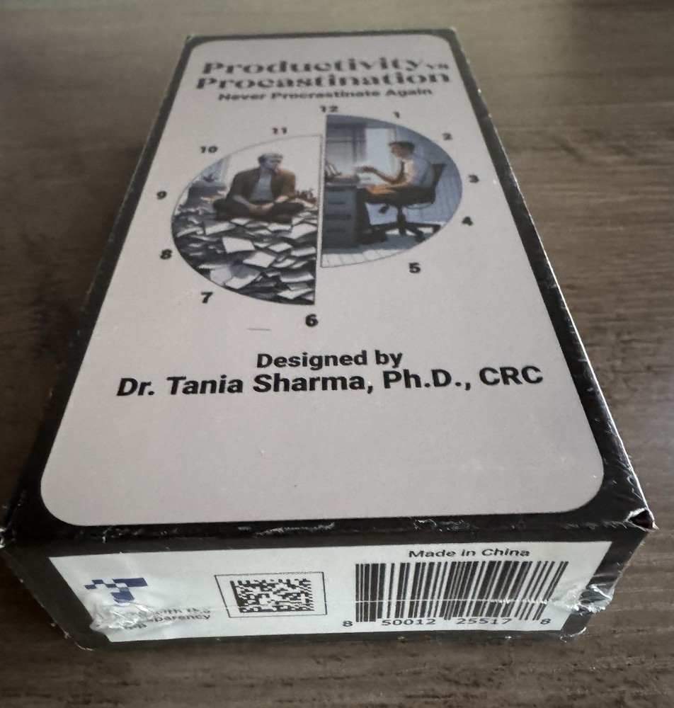 Productivity vs Procrastination Never Procrastinate Again 80 Game Cards Sealed