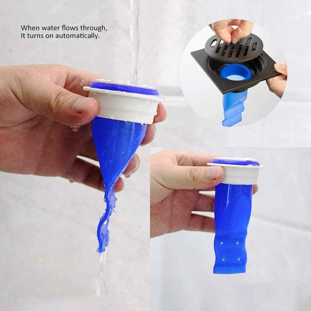 Modern Blue Silicone Drain Trap - Automatic Backflow Preventer for Easy Drainage