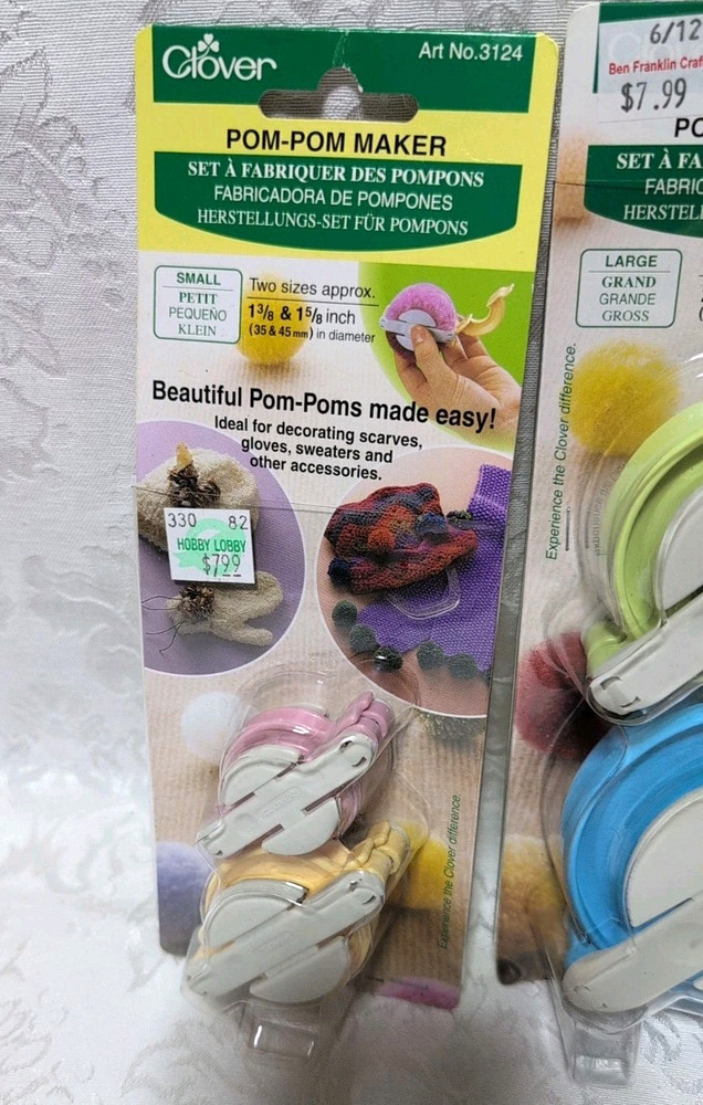 2 Clover Pom-Pom Maker Size SMALL & LARGE NIP